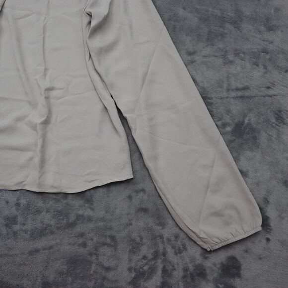 Forever 21 Shirt Womens S Gray Long Sleeve Round Neck Sheer Polyester Blouse - Picture 15 of 16